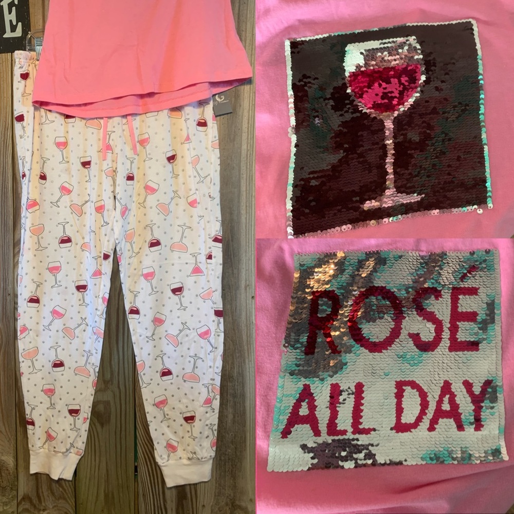 NEW PJS Rose’ all day flippable sequins top XL